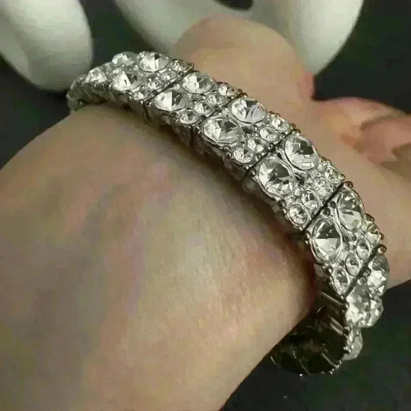 Women’s silver  diamond beaded bracelet - Picture 4 of 6